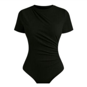 NWOT: Black, Elegant, Ruched, Short Sleeve, Snap Closure, Bodysuits, 10 Colors